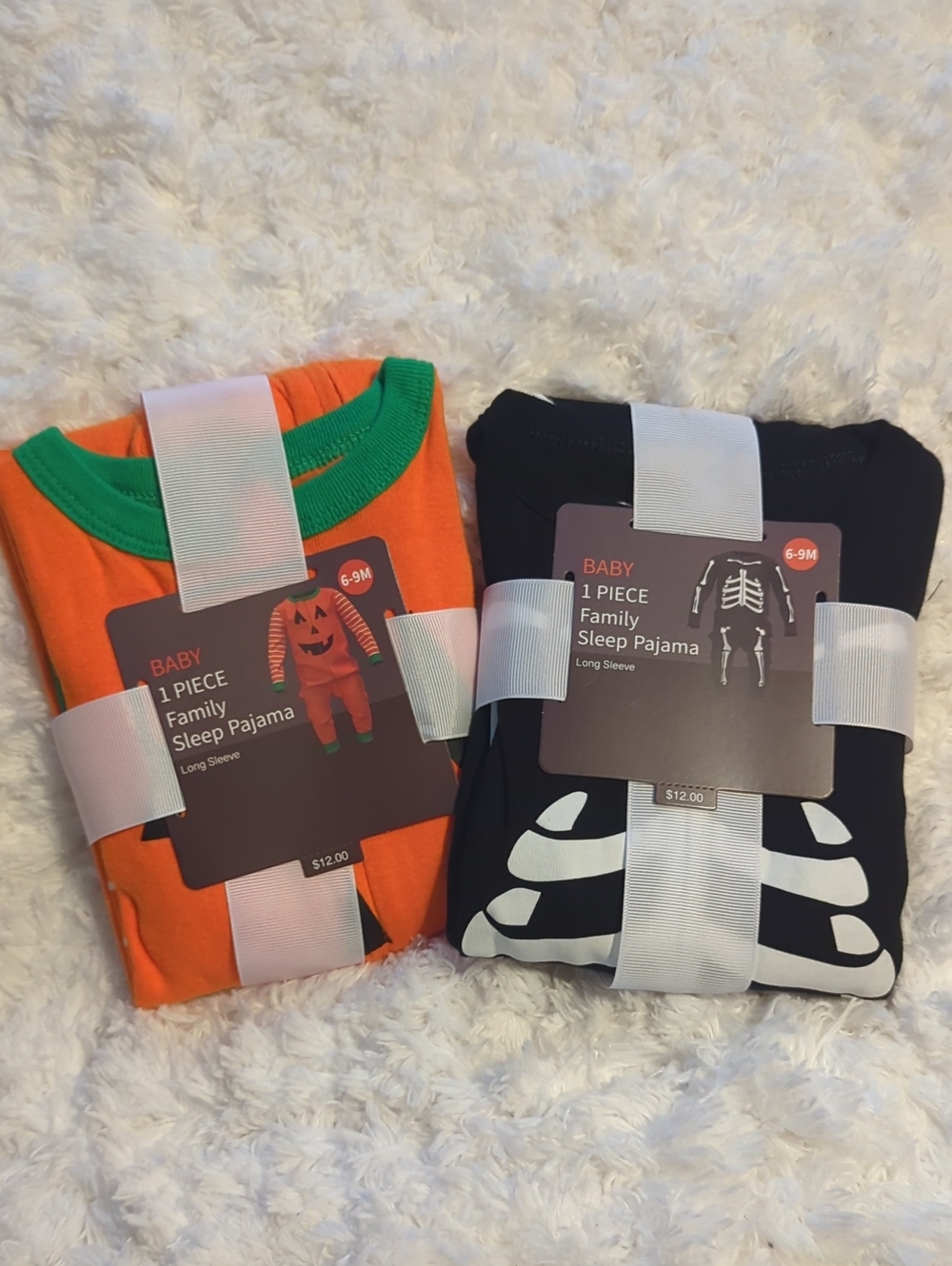 Skeleton & Pumpkin 1 Piece Long Sleeved Onsies, Baby Sz 6-9M, NWT